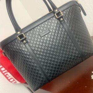 Gucci Black Embossed Leather Tote